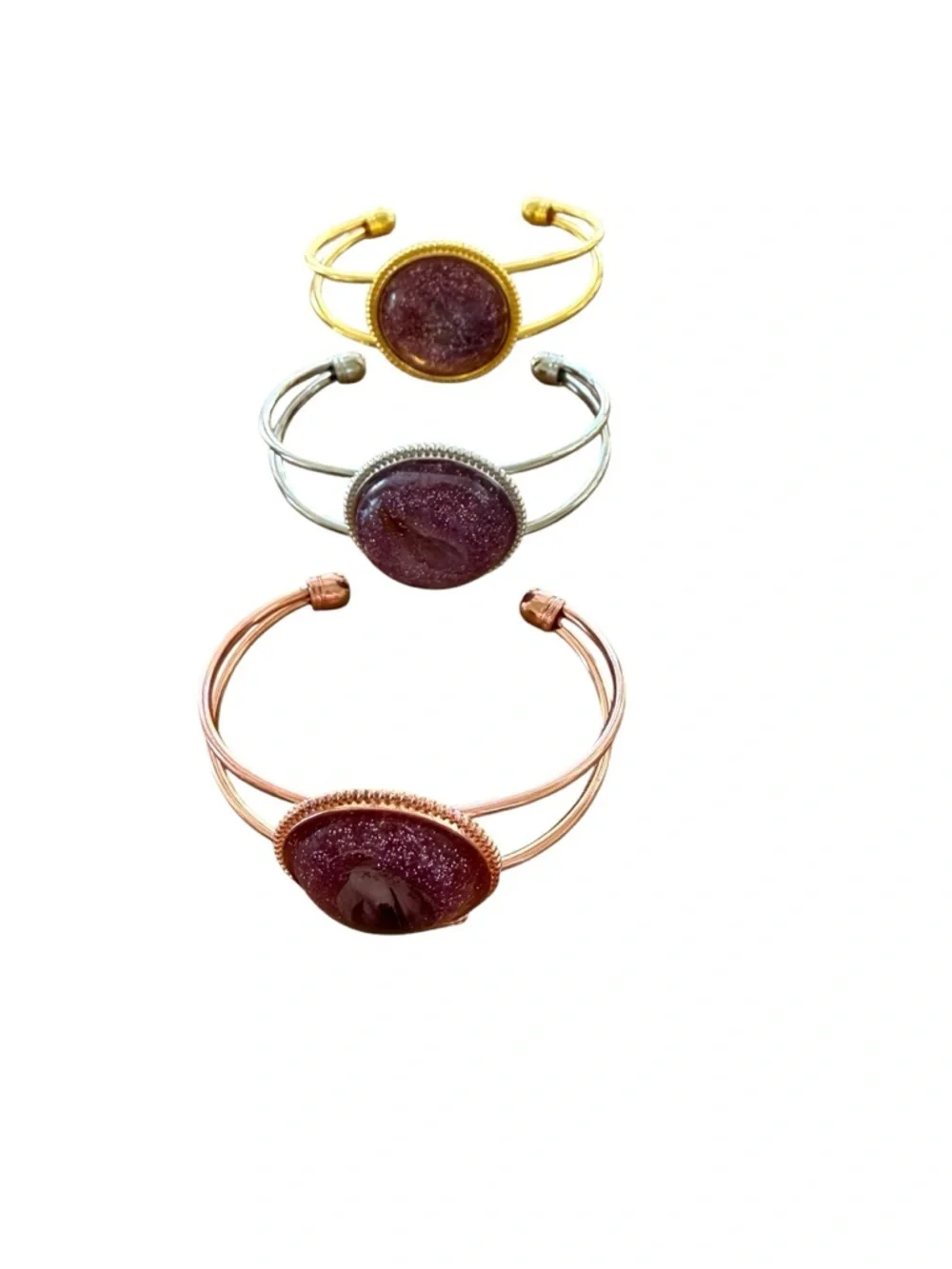 Key West Artist Tri-color Set of Resin Art Bangles